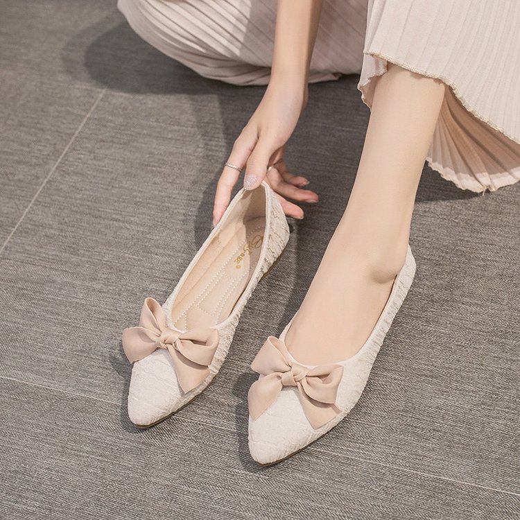 With Bow Tie Wrap Shoes PREGNANT WOMAN FLAT BOTTOM 2022 NEW SLOTH PERSON SHALLOW MOUTH SOFT BOTTOM POINTED FEMALE SHOES SHOES LADS SHOES 100 HITCH SHOES