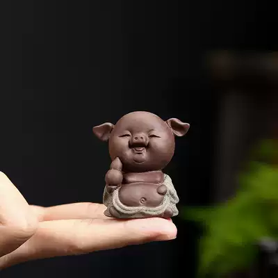 Color sand mini fingertip five Fu Lu Shou Xicai tea pet ornaments can raise creative purple sand tea play pig meat decoration