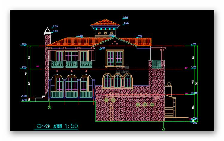 Z003四套西班牙欧式别墅平立面cad+精细su+max+总平面-9