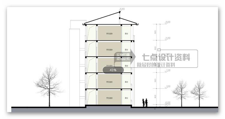 X004中小学特殊学校建筑方案规划设计cad平剖+文本+su+效果图-14