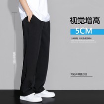 Tide black straight pants male spring tide and spring broad leg pants pants loose sap pants men