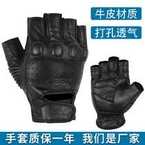 Mogo cowhide motorcycle riding gloves half-finger male racing motorcycle autumn knight equipment drop breathable protection