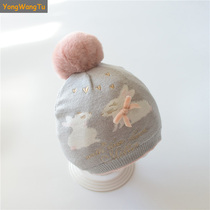 Autumn and winter baby plus velvet knitted hat baby cute warm princess hat baby girl foreign style wool hat