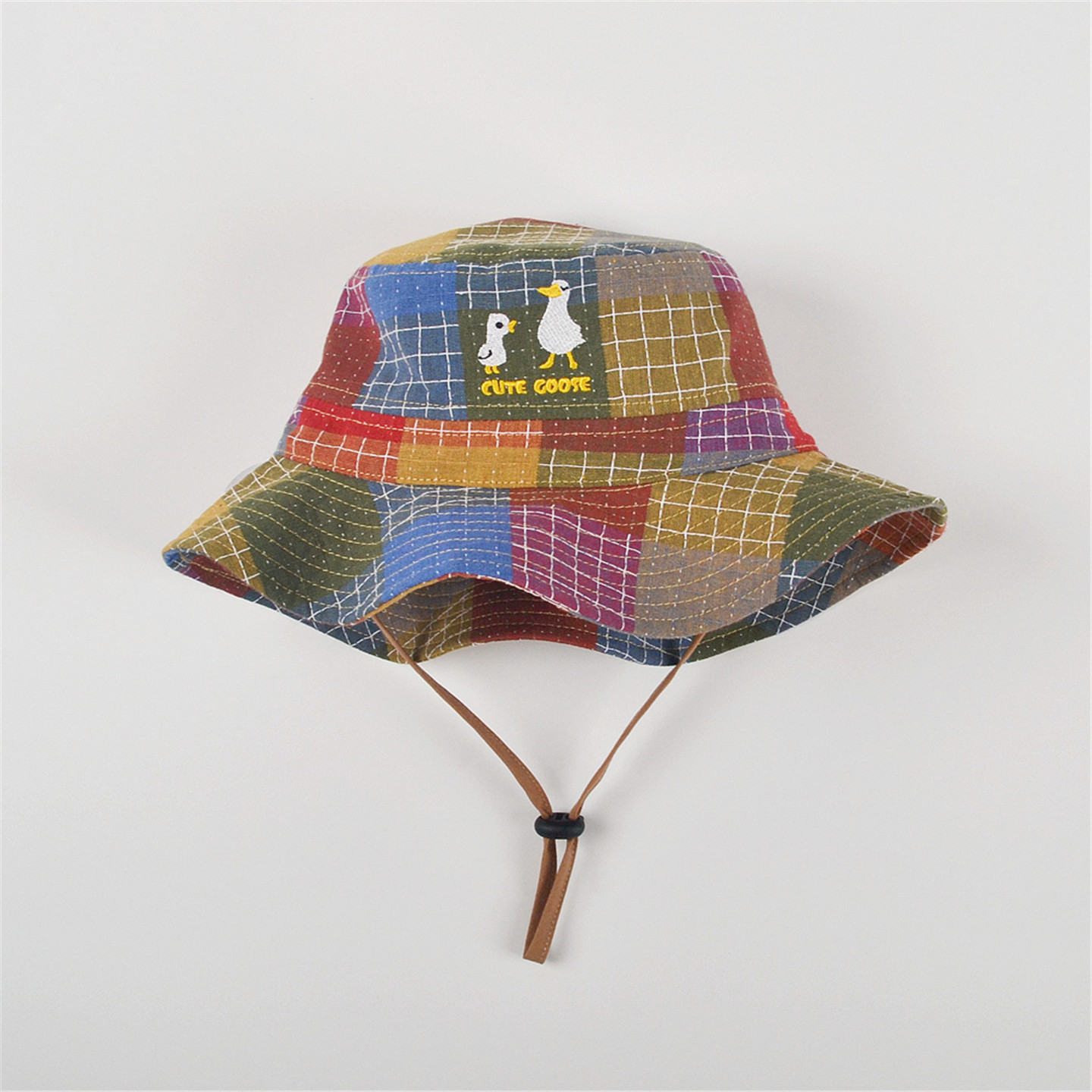 High-Quality New Style Boys' Stylish Plaid Sun Protection Fisherman Hat, Spring and Autumn New Model, Pure Cotton Sun Hat for Infants and Young Children — 1