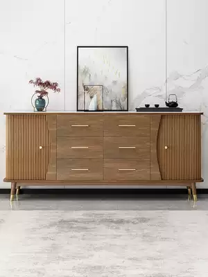 New Chinese cabinet wine cabinet integrated wall solid wood living room light luxury storage cabinet home kitchen bowl cabinet side cabinet