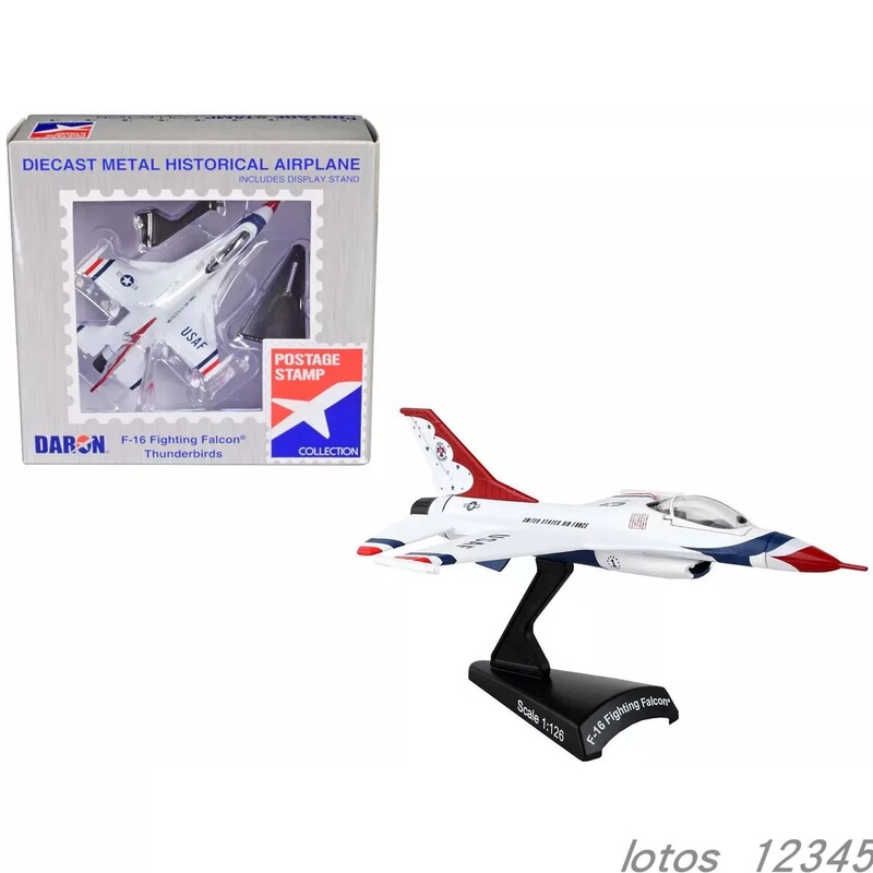 Daron Postage Stamp1/126 F-16C Thunderbird Fighter Jet Alloy Aircraft Model Daron Postage Stamp1/126 F-16C Thunderbird Fighter Jet Alloy Aircraft Model