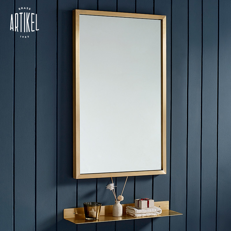 Special price clear cabin Nordic brass square bathroom mirror light lavish bathroom mirror Ins full body mirror makeup room wall-mounted mirror