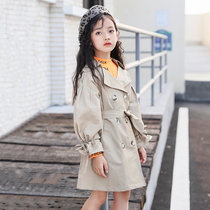 Girl coat spring and autumn 2021 new autumn Korean version of foreign wind coat long Children little girl windbreaker coat coat