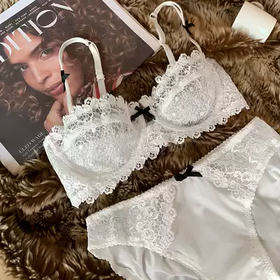 European and American sexy ultra-thin lace small cute thin transparent sexy set of underwear half cup sexy mesh bra
