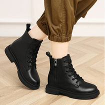 Leather Martin boots womens 2022 new round toe fashion flat boots spring and autumn single boots popular short boots tooling boots