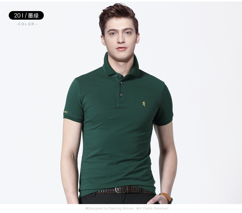 Nhảy múa với con sói ngắn tay t-shirt nam Hàn Quốc phiên bản của bông ve áo polo áo sơ mi nam nửa tay 2018 mùa hè xu hướng mới