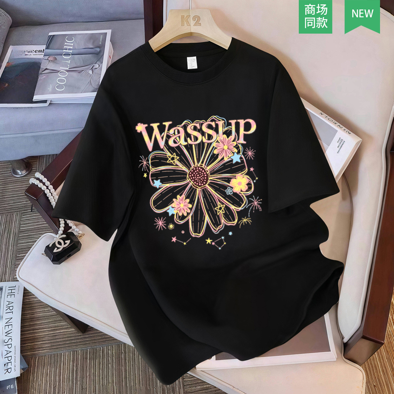 Wassup Tree Pure Cotton Short-Sleeved T-Shirt for Men and Women, 2026 Summer New Fashion Brand Loose Ins Style Top Wassup Tree Pure Cotton Short-Sleeved T-Shirt for Men and Women, 2026 Summer New Fashion Brand Loose Ins Style Top