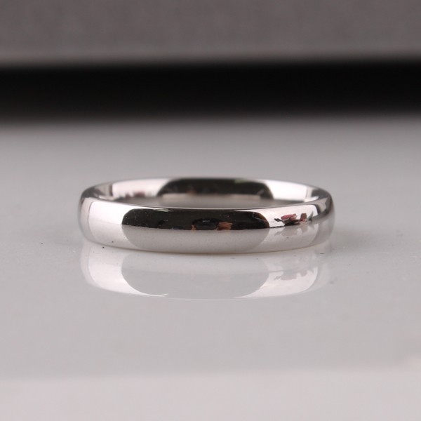 Nhẫn bạc 3 mm cổ điển trơn bằng thép titan nhẫn đuôi nhẫn nam và nữ nhẫn trọn nam vàng 18k