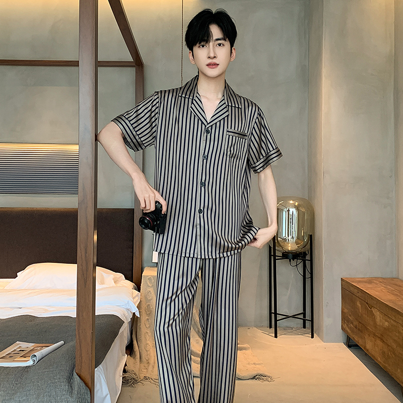 High-End Silk Pajamas for Men, 100% Mulberry Silk, Plus Size, Loose Fit, 2025 New Summer Short-Sleeve