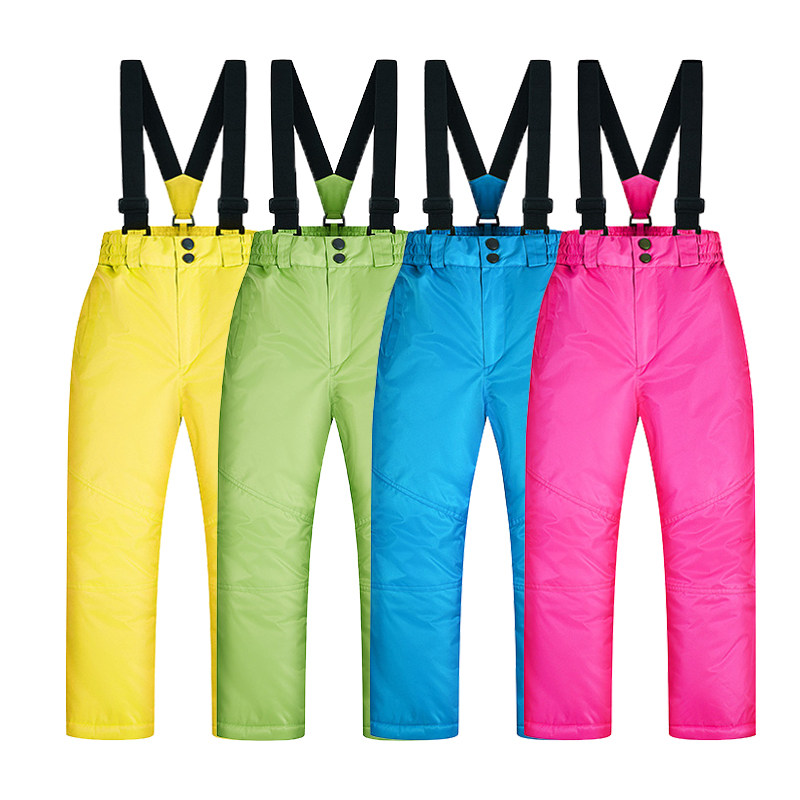 Winter outdoor children's ski pants boys and girls windproof and waterproof medium and small children's warm ski pants winter cotton pants