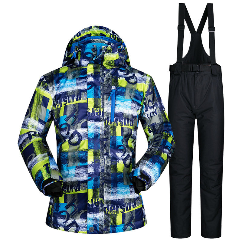 2018 New Graffiti Ski suit men's suit large double board breathable waterproof large code ski coat and cotton