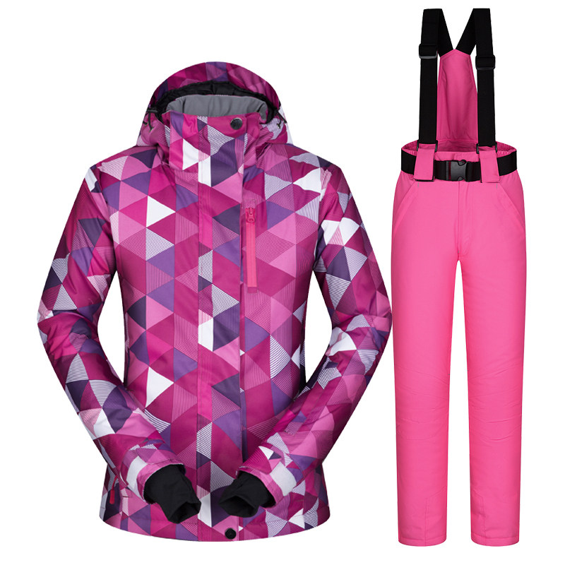 Winter outdoor women's ski suit suit Korean women's mountaineering waterproof breathable ski suit large size thickened