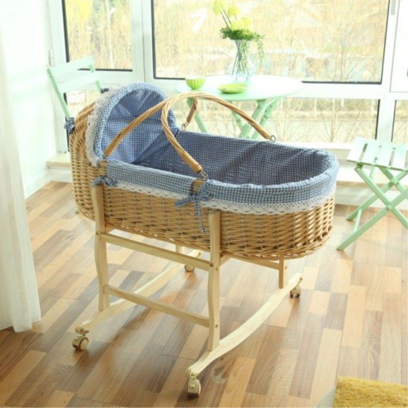 Newborn Cradle Rattan BABY BASKET PORTABLE HAND BASKET BABY STROLLER SOLID WOOD ON-BOARD ENVIRONMENTALLY FRIENDLY MOSES BABY BED-TAOBAO