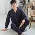 pajamamen trung niên dài tay áo bông mùa xuân mùa thu quần áo nhà mỏng có thể mặc thêm kích thước cha cardigan phù hợp. 