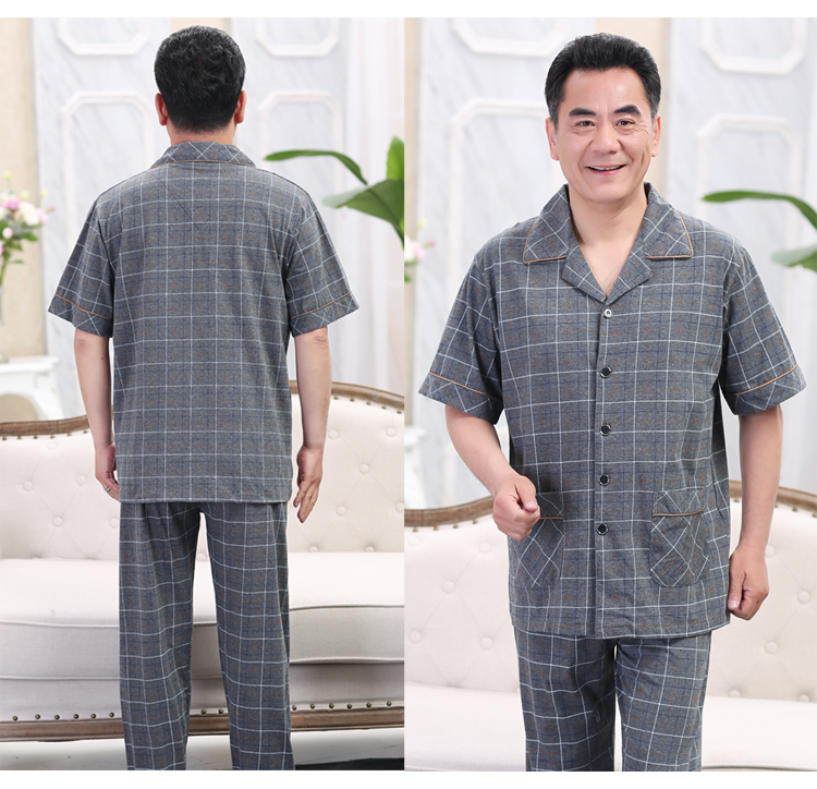 Mùa hè người đàn ông trung niên của bông đồ ngủ cha mỏng nam ngắn tay quần cotton trung niên dịch vụ nhà phù hợp với