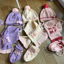 Japanese girl Ss sweet hand-crocheted small flower bow hat scarf and gloves three-piece set