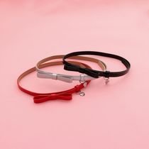 Japanese big girls cute bow-tie thin patent leather belt