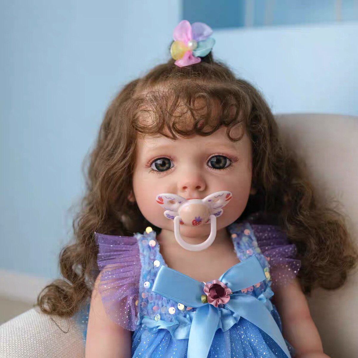 55 cm full glue can enter the water silicone rebirth doll simulation baby exquisite high-end painted doll new product