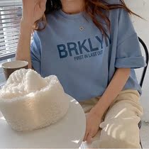 2021 new summer short-sleeved t-shirt women loose cotton student letter printing wild womens western-style top tide