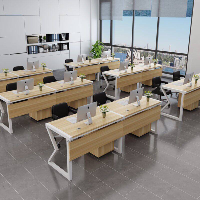 Staff desk work position 2 people 3 people horizontal row single row single side by side double person home desktop computer desk