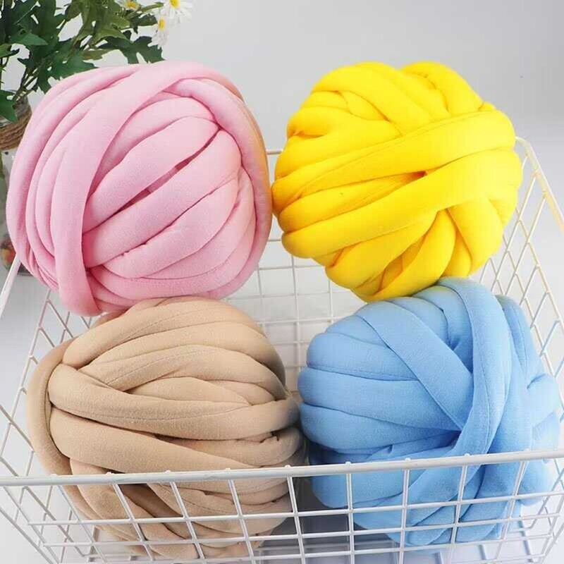 Extra Thick Icelandic Yarn, Extra Thick Core-Spun Cotton Fabric Strips, Icelandic Yarn for Bags, Yarn Balls for Hand Knitting, DIY Cat Bed
