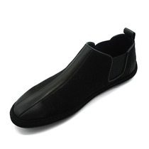  Autumn and winter new trendy mens fashion Korean casual leather shoes ink leather all-match foot matte stitching personality loafers