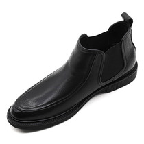 Autumn and winter mens shoes 2021 new fashion Korean casual leather shoes leather soft bottom Joker high shoes mens elastic trendy shoes