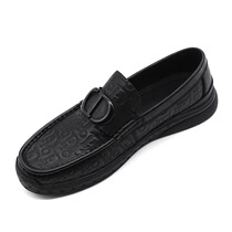 2021 autumn and winter New Men Mens shoes leather embossed casual shoes trend soft sole pedal Bean shoes men