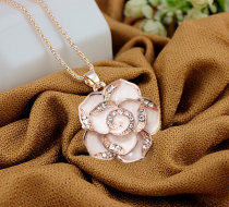 Camellia hanging Korean autumn and winter wild long sweater chain necklace clothes womens accessories pendant pendant tide