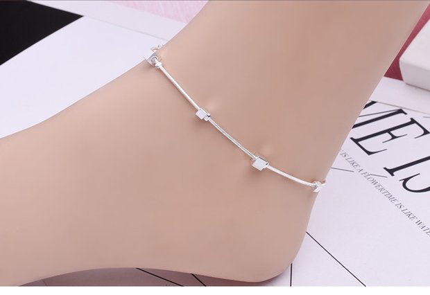 Thời trang Hàn Quốc hoang dã 925 bạc vòng chân đơn giản chuông tua lá vòng chân bạn gái sinh viên quà tặng chân dây trang trí - Vòng chân lắc chân nữ nhật bản