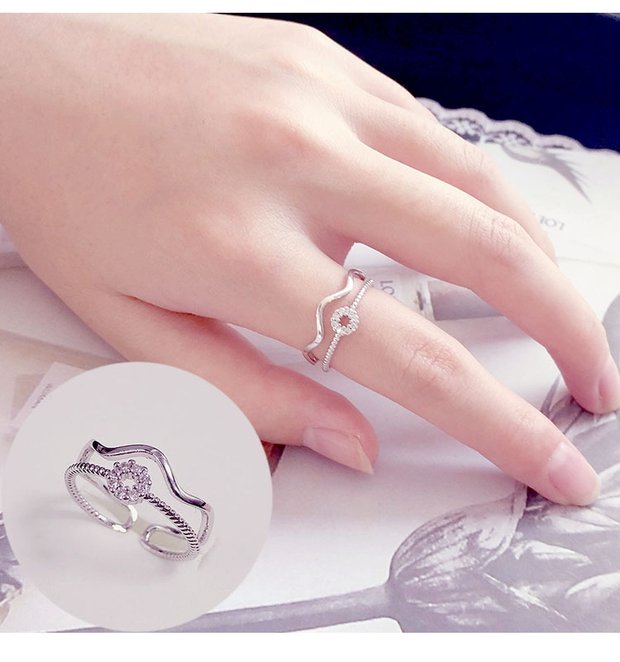 Phiên bản Hàn Quốc của gió lạnh micro-dát nhẫn thủy triều người mở tính khí đơn giản khớp ngón tay nhẫn sinh viên cá tính tối giản nữ nhẫn cưới doji