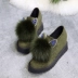 Thu đông 2018 mới tăng chiều cao đế dày tai thỏ lông thấp để giúp giày bông tuyết cộng với giày cotton nhung giày đông hải nữ Giày cắt thấp