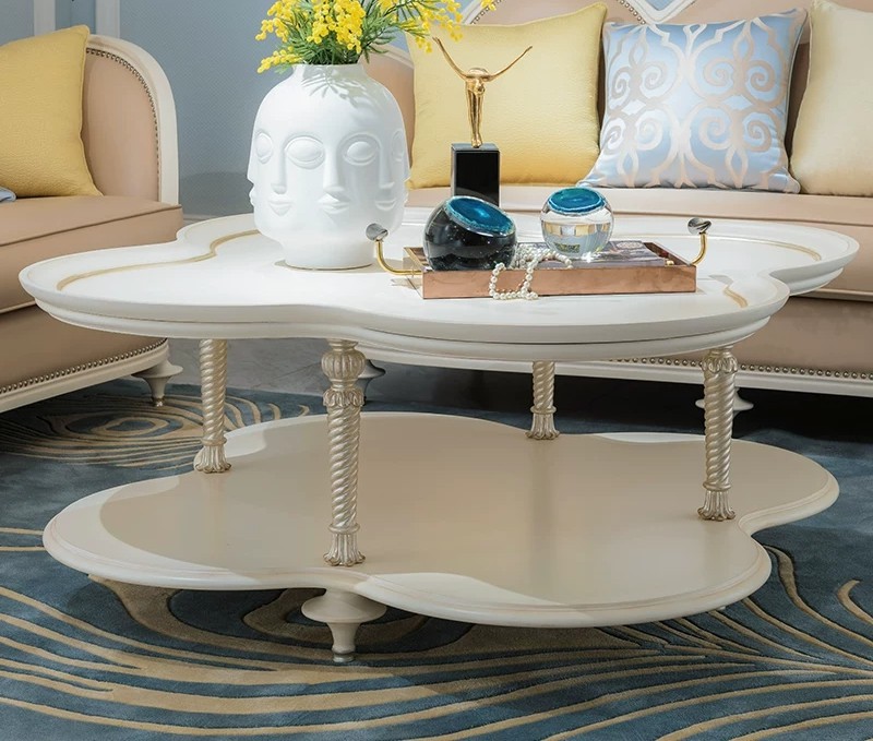 American-style solid wood oval coffee table European-style tea table modern minimalist small apartment living room square coffee table French round table