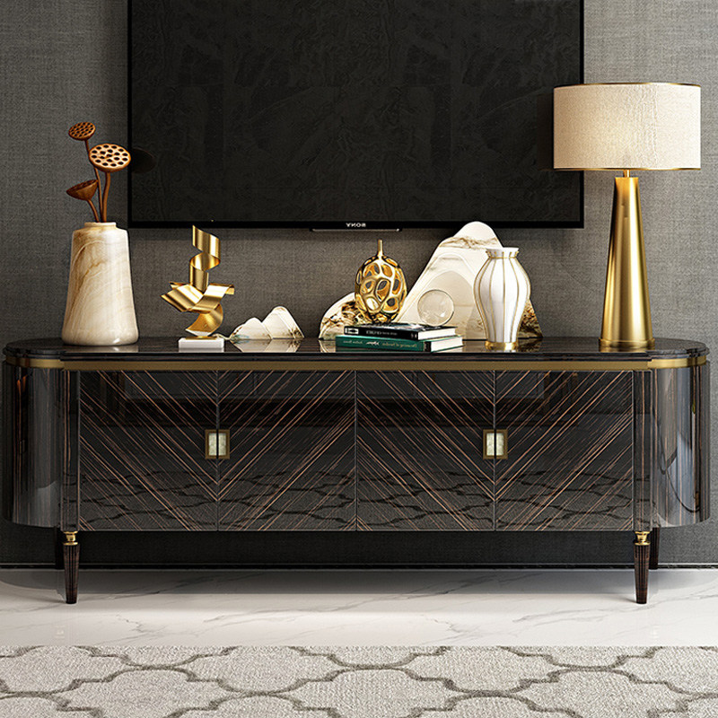 Simple postmodern light luxury style living room TV cabinet ebony Italian American solid wood Nordic small apartment TV cabinet