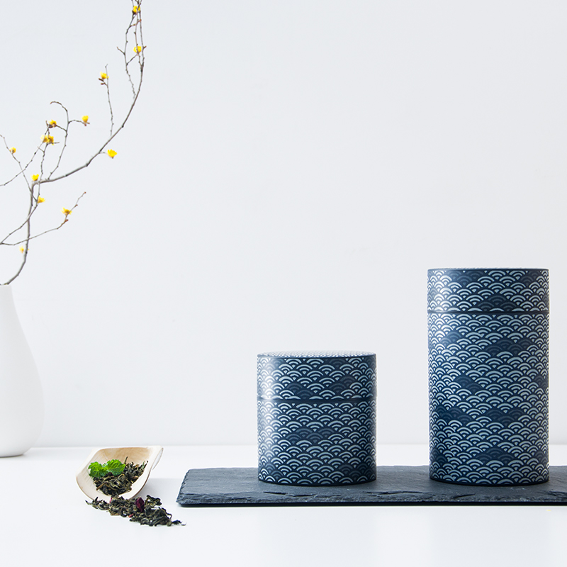 Fujiwara's Japan imported HAKOYA Qinghai wave sealed tea canister tea canister coffee bean storage tank