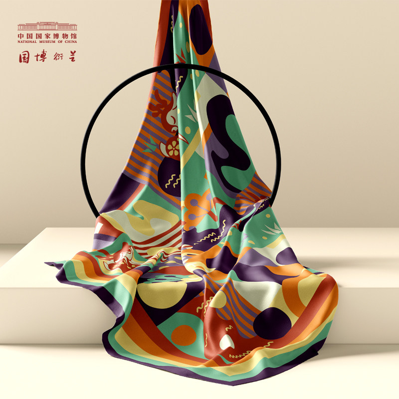 National Museum of China 100 deer real silk bifacial printed large square towel narrow silk towel sunscreen lovers gift giving lady