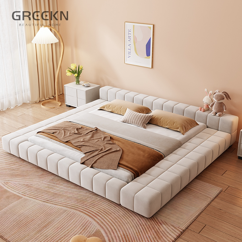 Tatami Floor Bed for Children 2m X 2m High-End Luxury Master Bedroom Large Bed 1.8m Storage Bed with High Box Frame Tatami Floor Bed for Children 2m X 2m High-End Luxury Master Bedroom Large Bed 1.8m Storage Bed with High Box Frame
