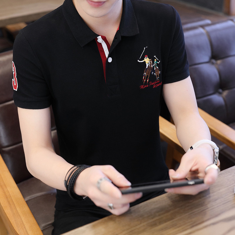 Rich bird summer men's short-sleeved T-shirt 20 cotton trend casual lapel embroidery personality Ralph Lauren polo polo shirt men