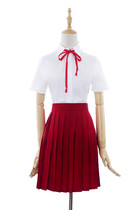  Class uniform School uniform Red work uniform Chorus performance suit pleated short skirt JK short-sleeved summer collective clothing