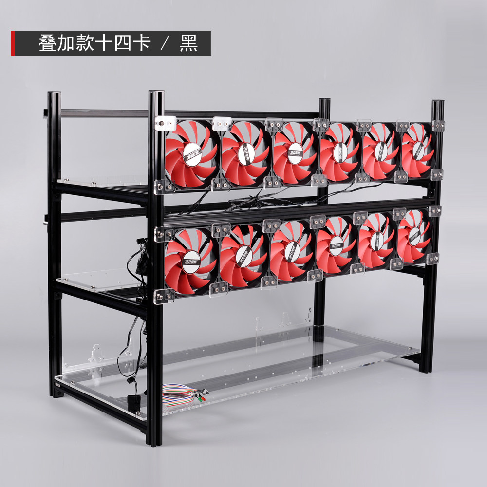 14 graphics card rack server fourteen graphics card chassis aluminum frame four power supplies can be superimposed on multi-graphics card rack