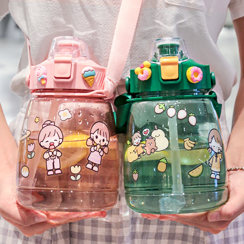 Large Capacity Large Belly Cup Female Summer Net Red Large Kettle Portable Space Cup High Temperature Resistant Cute Cup Water Cup Summer