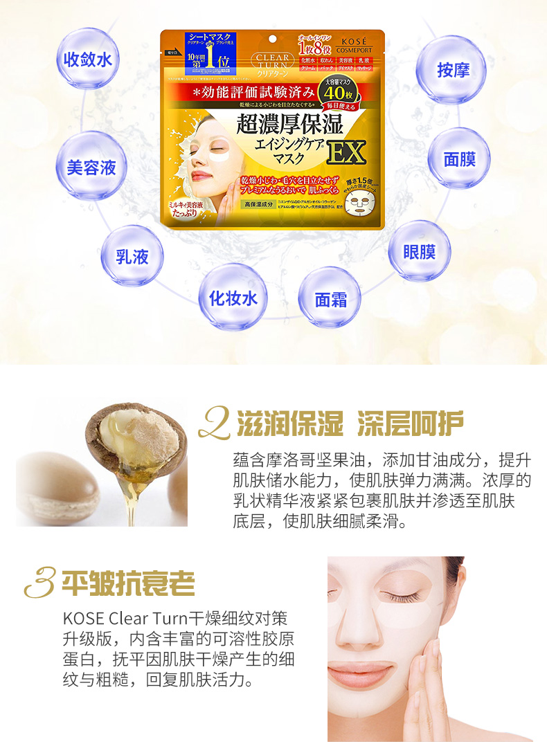 Kho giao hàng ngoại quan Kose EX nhỏ gọn siêu dày tám trong một mặt nạ dưỡng ẩm làm đẹp 40 - Mặt nạ mặt nạ tế bào gốc