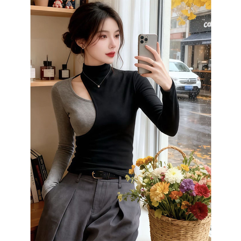 磨毛不规则假两件打底衫真的能修身显瘦吗？2025秋冬时尚必备！