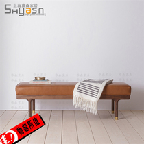 New Chinese style bed tail stool Chinese style bedroom bedstool solid wood walnut wood furniture table strip stool soft bag stool strip chair