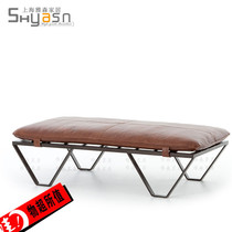 Nordic Industrial Wind Retro Leather Art Iron Art Doorway For Shoes Stool Test Bench Living-room Strip Stool Bedroom Bedstool